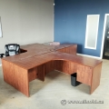 Autumn Maple L Suite Desk with Pedestal Storage